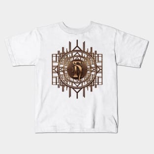 h letter gifts in unique glamorous antique golden art deco style Kids T-Shirt